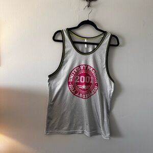 Zumba Fitness | White Mesh Tank with Bold Pink 2001 Graphic